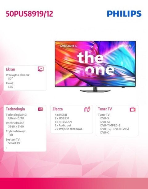 Telewizor LED 50 cali 50PUS8919 12