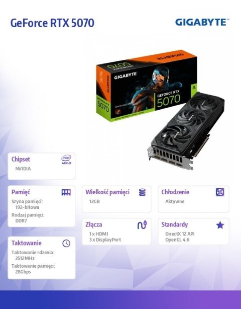 Karta graficzna GeForce RTX 5070 WINDFORCE SFF 12G 192BIT GDDR7 3DP/HDMI