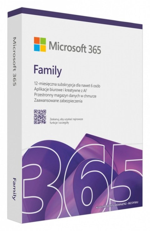 M365 Family PL 1Y 6U Win Mac Box EP2-32382  Zastępuje P N: 6GQ-01940