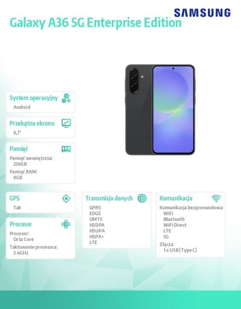 Smartfon Galaxy A36 5G 8 256GB Enterprise Edition czarny