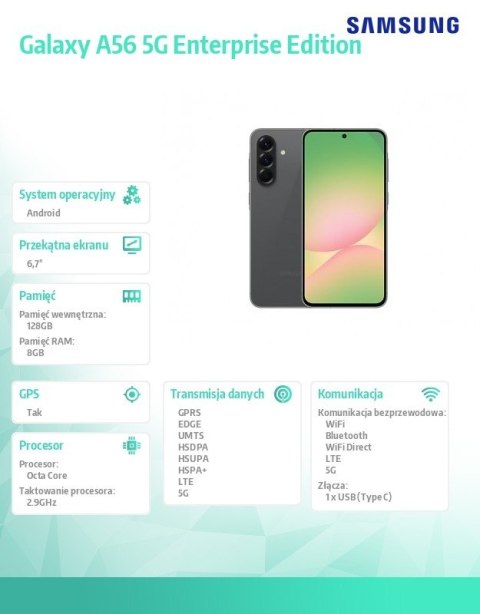 Smartfon Galaxy A56 5G 8 128GB Enterprise Edition grafitowy