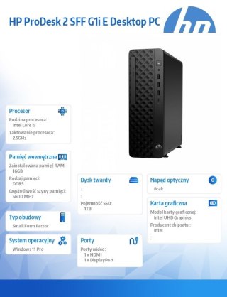 Komputer ProDesk 2 SFF G1i i5-14400 1TB 16GB W11P B6ZC7ET