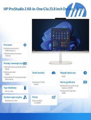 Komputer All in One ProStudio 2 G2a R5 40 512GB 16GB W11P 23 8 D35F2ET