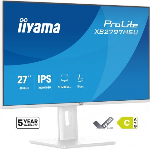 Monitor 27 cali XB2797HSU-W1 IPS, FHD, HDMI, DP, 120Hz, 2xUSBv3.2, 2xUSB-C, 350 CD, x2W, HAS 150/PIVOT, Biały