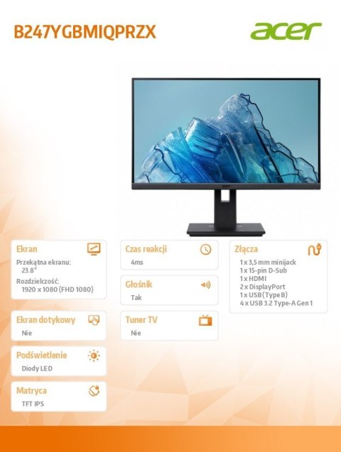 Monitor 23 8 cala B247YGBMIQPRZX IPS 120Hz HDMI DP VGA