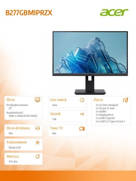 Monitor 27 cali B277GBMIPRZX IPS 120Hz HDMI DP VGA
