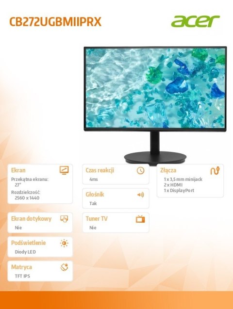 Monitor 27 cali CB272UGBMIIPRX QHD IPS 120Hz 2XHDMI DP