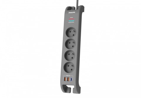 Listwa antyprzepięciowa 2m, 4 gniazda, 1xUSB-C, 2xUSB-A,PD 20W / QC 18W, 2400 J ochrony przeciwprzepięciowej
