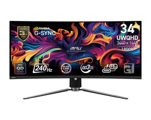 Monitor MPG 341CQPX QD-OLED 34 cale LED UWQHD Zakrzywiony 240Hz Czarny