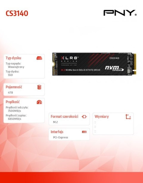 Dysk SSD 4TB M 2 2280 CS3140 M280CS3140-4TB-RB