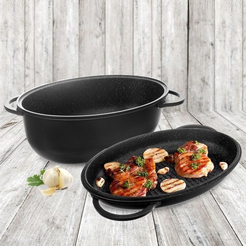 Brytfanna ORION Granitowa 2w1 GRANDE 10 L 43 x 28 cm Patelnia Grillowa