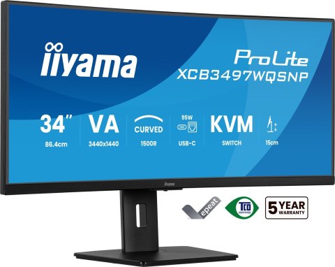 Monitor iiyama XCB3497WQSNP-B1 34" - Płaski ekran - 86,4 cm