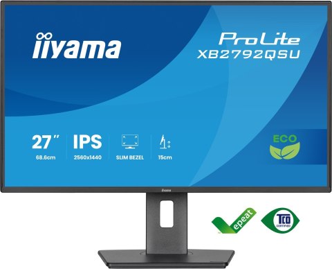 Iiyama ProLite XB2792QSU-B1 monitor komputerowy 68,6 cm (27") 2560 x 1440 px Quad HD LED Czarny