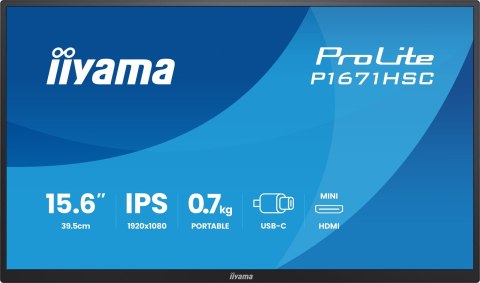 Iiyama ProLite P1671HSC-B1 monitor komputerowy 39,6 cm (15.6") 1920 x 1080 px Full HD LED Czarny