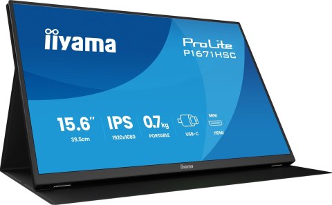 Iiyama ProLite P1671HSC-B1 monitor komputerowy 39,6 cm (15.6") 1920 x 1080 px Full HD LED Czarny