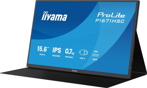 Iiyama ProLite P1671HSC-B1 monitor komputerowy 39,6 cm (15.6") 1920 x 1080 px Full HD LED Czarny