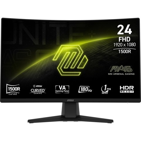 MSI MAG 242C monitor komputerowy 59,9 cm (23.6") 1920 x 1080 px Full HD LCD Czarny