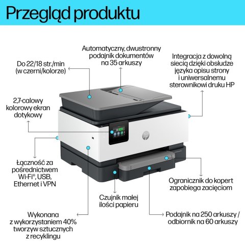 HP OfficeJet Pro 9120b Bezprzewodowe All-in-One W kolorze Drukarka, Drukowanie dwustronne; Kopiowanie, skanowanie