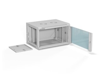 Szafa wisząca 19" 6U 600x450, (opcja dwusekcyjna) drzwi szklane jednoskrzydłowe, tył osłona pełna demontowalna, osłony boczne pe