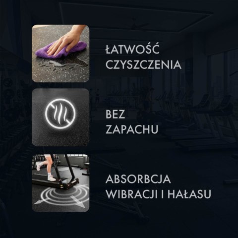 POS25 PODŁOGA GUMOWA POD SPRZĘT FITNESS BLACK/WHITE HMS