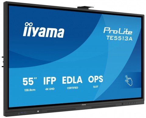 Monitor interaktywny 55 cali TE5513A-B2AG INFRARED 40pkt IPS 4K 7H 500cd m2  WiFi USB  ANDROID 14  Google EDLA 2x20W  UCHWY