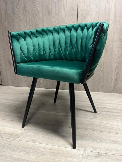 Krzesło plecione Lugano fotel TRECCIA GREEN VELVET SMOKE