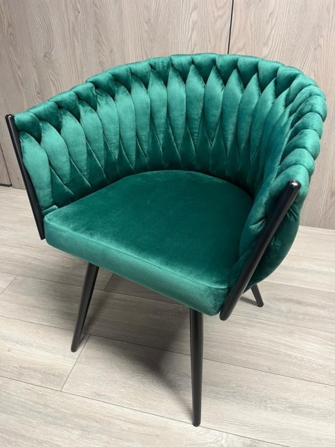 Krzesło plecione Lugano fotel TRECCIA GREEN VELVET SMOKE