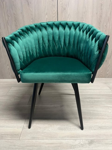 Krzesło plecione Lugano fotel TRECCIA GREEN VELVET SMOKE