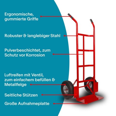 Wózek transportowy 200 kg stalowy 2 koła pompowane magazynowy do ładunków