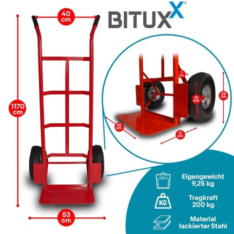Wózek transportowy 200 kg stalowy 2 koła pompowane magazynowy do ładunków