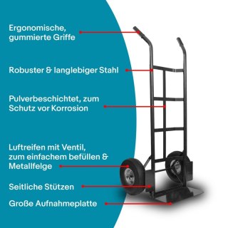 Wózek transportowy 200 kg stalowy 2 koła pompowane magazynowy do ładunków