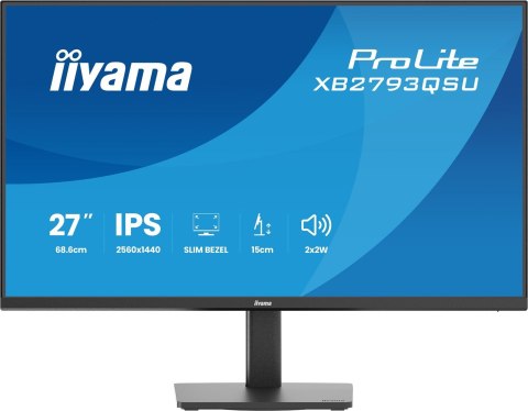 Iiyama ProLite XB2793QSU-B1 monitor komputerowy 68,6 cm (27") 2560 x 1440 px Quad HD LED Czarny
