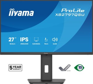 Iiyama ProLite XB2797QSU-B1 monitor komputerowy 68,6 cm (27") 2560 x 1440 px Quad HD LED Czarny