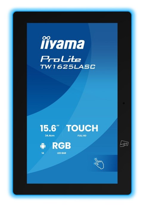 Iiyama TW1625LASC-B3PNR wyświetlacz do sal konferencyjnych. 39,6 cm (15.6") 1920 x 1080 px LED Wi-Fi 6 (802.11ax), Wi-Fi 5 (802.