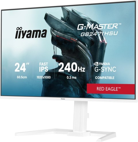 Iiyama G-MASTER GB2471HSU-W1 monitor komputerowy 60,5 cm (23.8") 1920 x 1080 px Full HD LED Biały