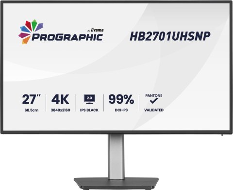 Iiyama PROGRAPHIC HB2701UHSNP-B1 monitor komputerowy 68,6 cm (27") 3840 x 2160 px 4K Ultra HD LCD Czarny