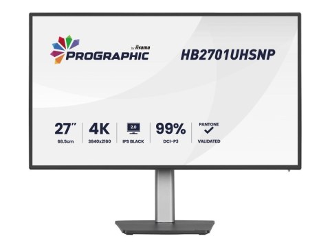 Iiyama PROGRAPHIC HB2701UHSNP-B1 monitor komputerowy 68,6 cm (27") 3840 x 2160 px 4K Ultra HD LCD Czarny