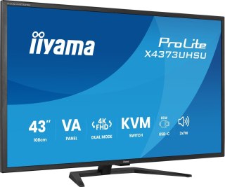Iiyama ProLite X4373UHSU-B2 monitor komputerowy 108 cm (42.5") 3840 x 2160 px 4K Ultra HD LED Czarny
