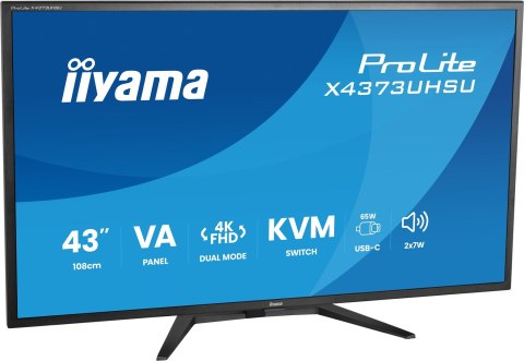 Iiyama ProLite X4373UHSU-B2 monitor komputerowy 108 cm (42.5") 3840 x 2160 px 4K Ultra HD LED Czarny