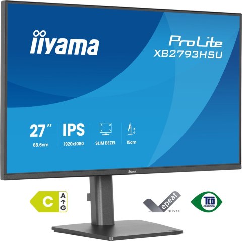 Iiyama ProLite XB2793HSU-B1 monitor komputerowy 68,6 cm (27") 1920 x 1080 px Full HD LED Czarny