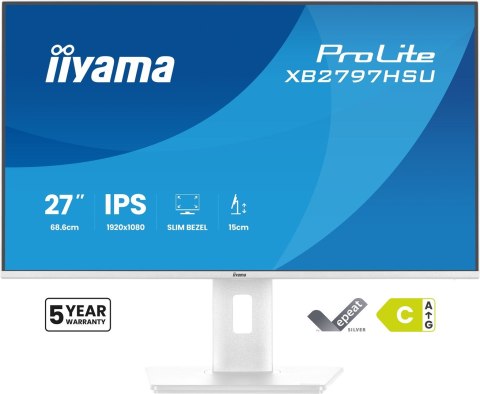 Iiyama ProLite XB2797HSU-W1 monitor komputerowy 68,6 cm (27") 1920 x 1080 px Full HD LED Biały