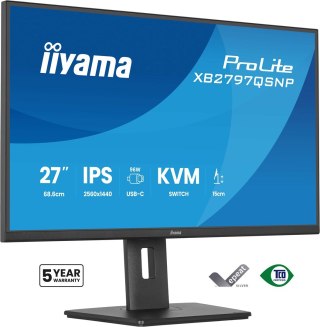 Iiyama ProLite XB2797QSNP-B1 monitor komputerowy 68,6 cm (27") 2560 x 1440 px Quad HD LED Czarny