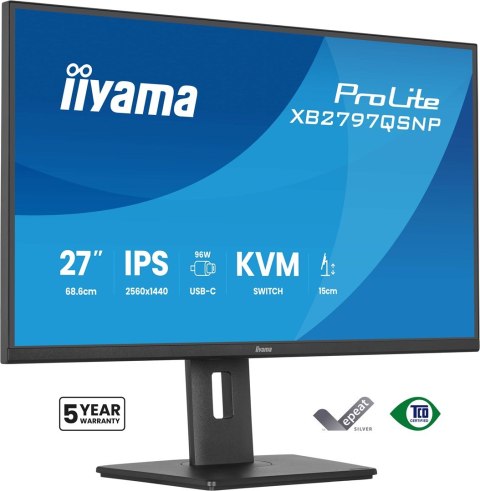 Iiyama ProLite XB2797QSNP-B1 monitor komputerowy 68,6 cm (27") 2560 x 1440 px Quad HD LED Czarny