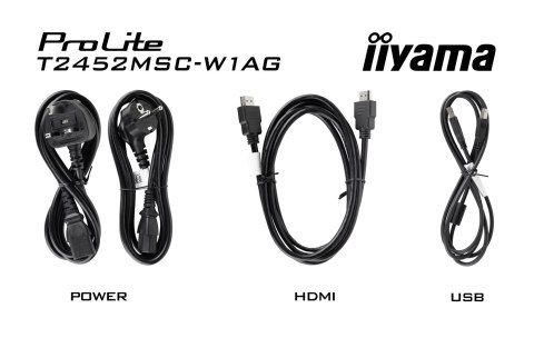 Iiyama ProLite T2452MSC-W1AG monitor komputerowy 60,5 cm (23.8") 1920 x 1080 px Full HD LED Ekran dotykowy Biały