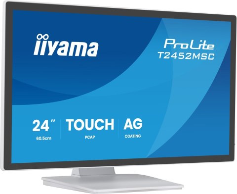 Iiyama ProLite T2452MSC-W1AG monitor komputerowy 60,5 cm (23.8") 1920 x 1080 px Full HD LED Ekran dotykowy Biały