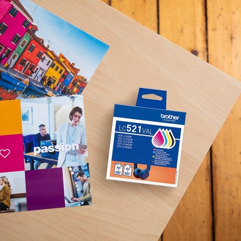 Brother LC521VAL nabój z tuszem 4 szt. Oryginalny Czarny, Cyjan, Purpurowy, Żółty