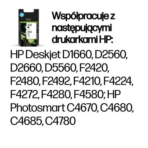 HP 300 zestaw 2 oryginalnych wkładów atramentowych: czarny/trójkolorowy