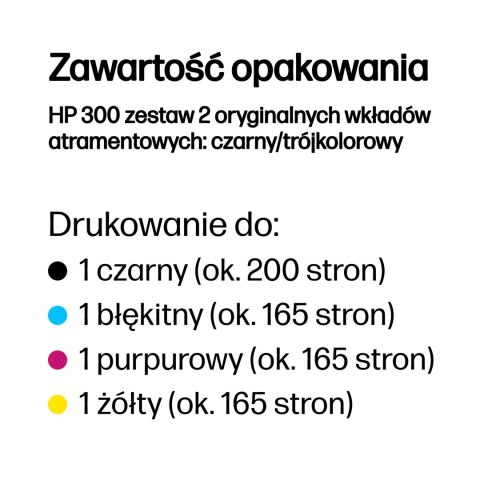 HP 300 zestaw 2 oryginalnych wkładów atramentowych: czarny/trójkolorowy