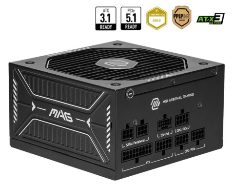 MSI MAG A650GLS PCIE5 moduł zasilaczy 650 W 24-pin ATX ATX Czarny
