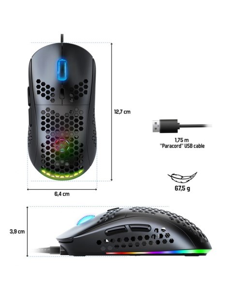 Spirit of Gamer PRO-M4 DARK myszka Gaming Po prawej stronie USB Typu-A Optyczny 12800 DPI